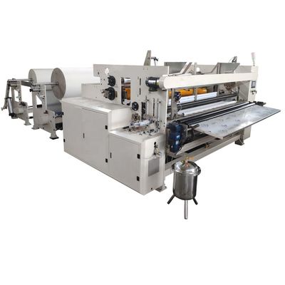 Jumbo Roll Tissue Paper Roll Cutting Machine , PLC Program Control